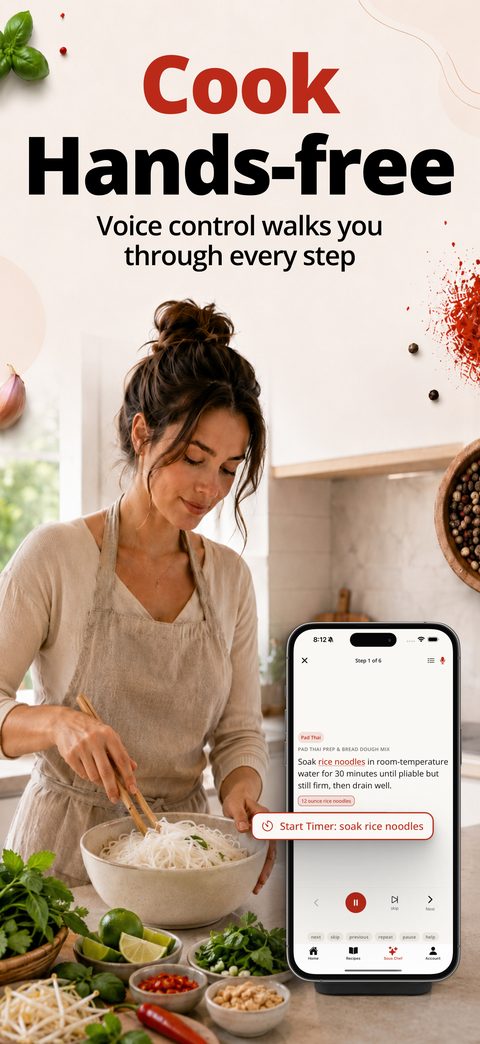 Mise app screenshot — cook hands-free with voice control walking you through every step
